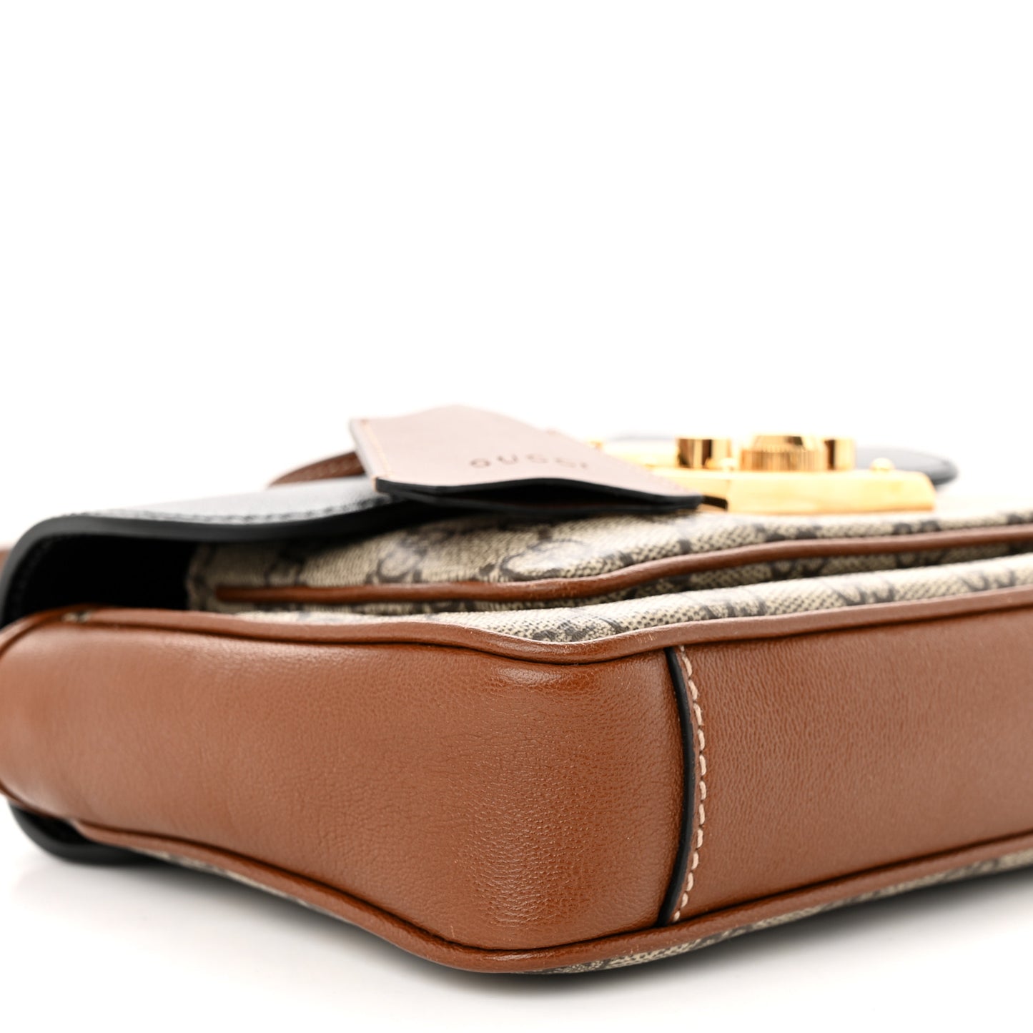 GG Supreme Monogram New Sakai Lux Calfskin Mini Padlock Flap Pocket Shoulder Bag Beige Ebony Black Cuir