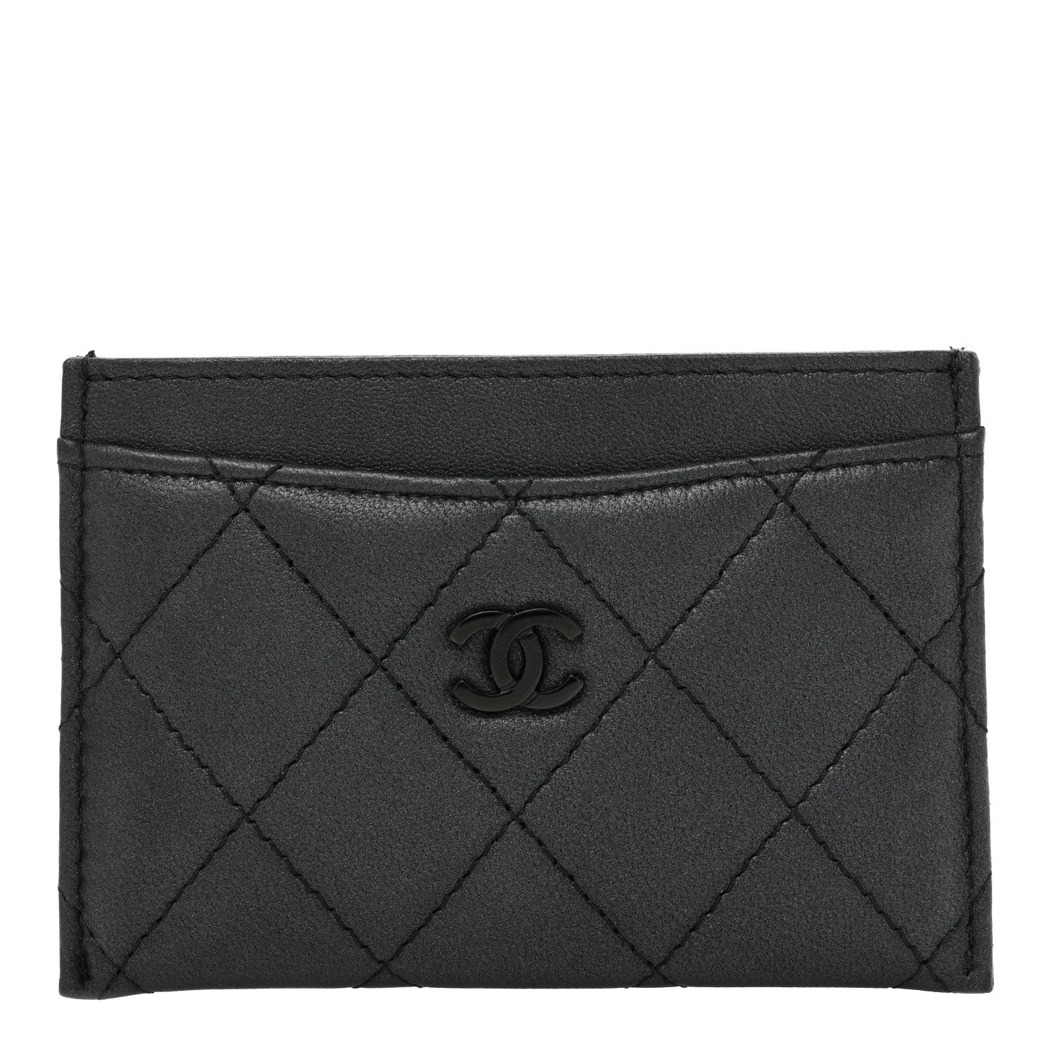 Chanel Pearly Lambskin Quilted Card Holder So Black 1 of 12