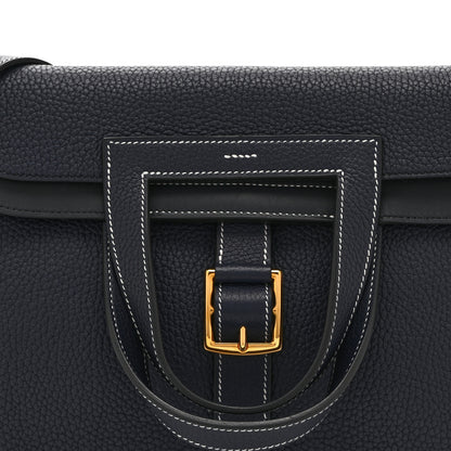 Hermes Taurillon Clemence Halzan 31 GM Bleu Nuit 8 of 10