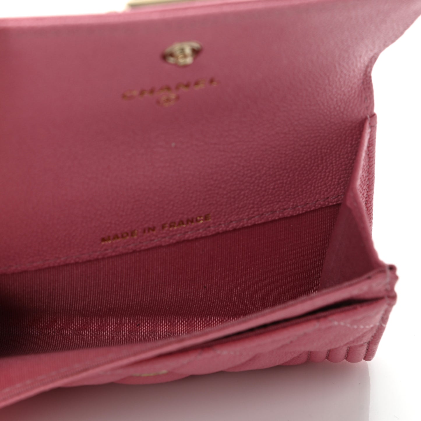 Caviar Quilted Boy Flap Card Holder Wallet Light Pink