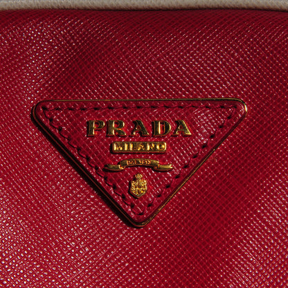 Prada Saffiano Lux Bowling Bag Fuoco Talco 9 of 10
