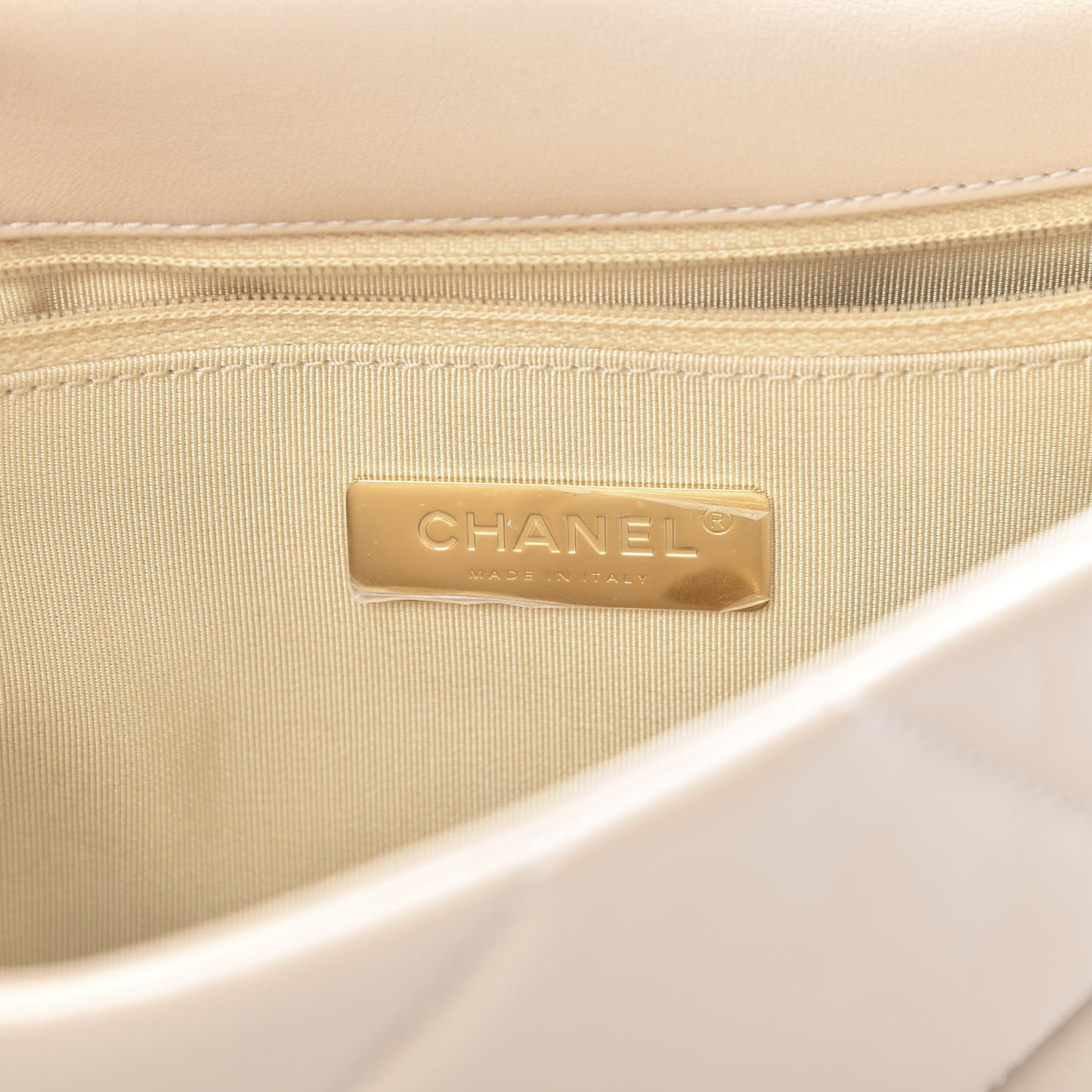 Goatskin Quilted Medium 19 Flap Beige