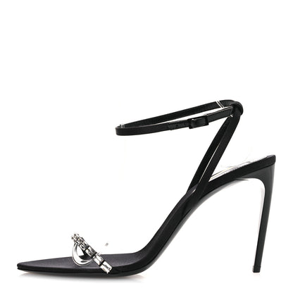 Saint Laurent Crepe Satin Crystal New Nuit 90 Ankle Strap Sandals  38 Black 1 of 12