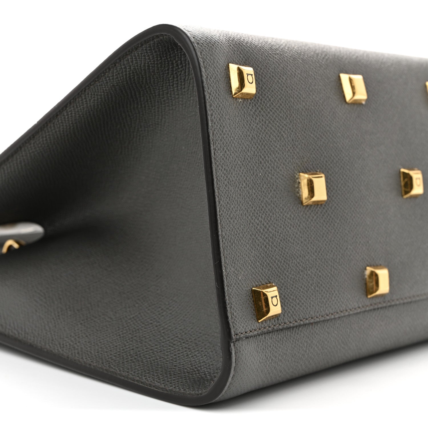 Salvatore Ferragamo Hammered Calfskin Medium The Studio Box Bag Sparrow 9 of 10