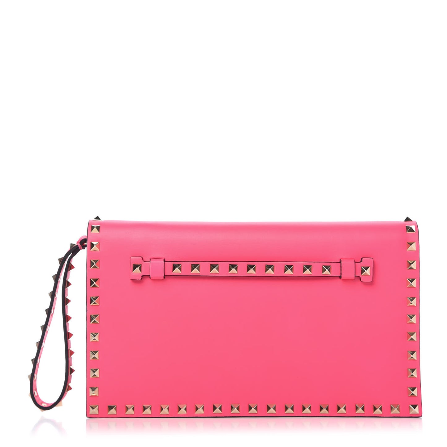 Nappa Rockstud Wristlet Clutch Fuxia Fluo