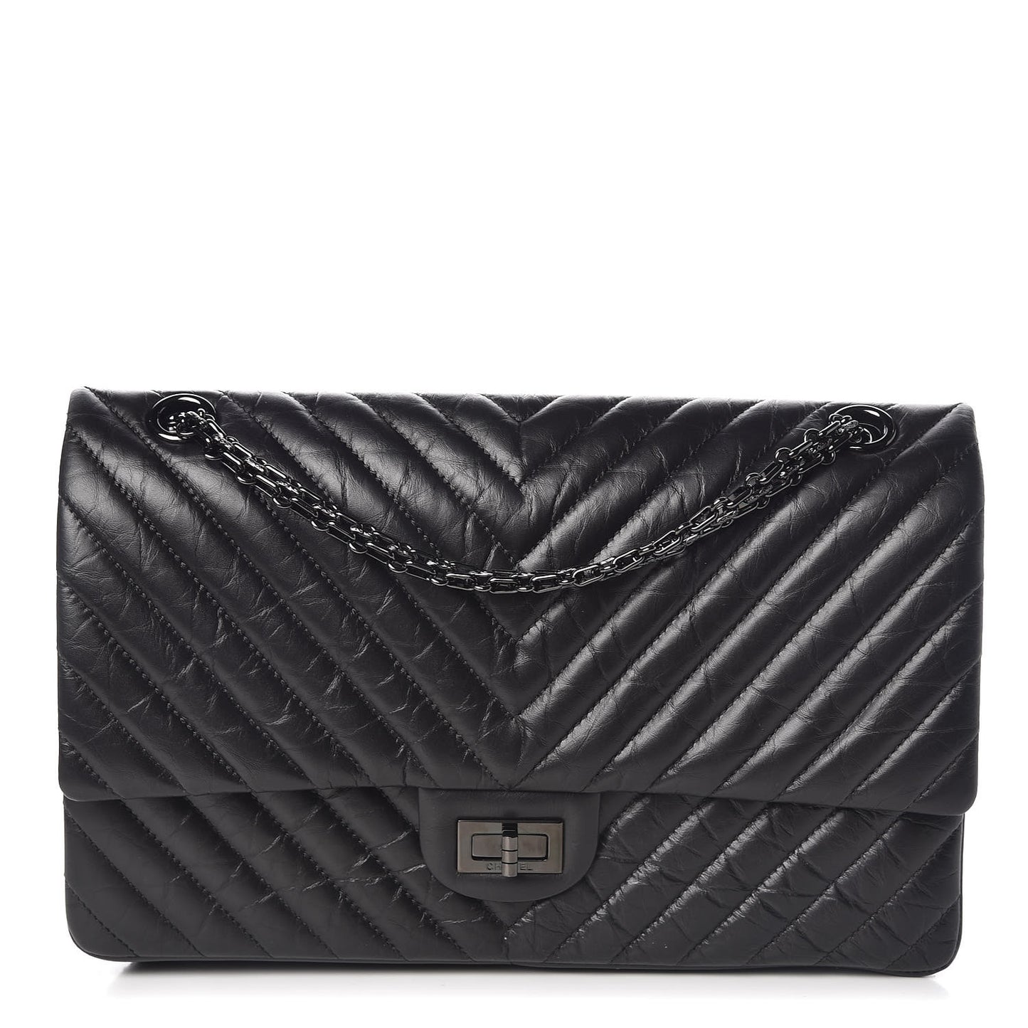 Aged Calfskin Chevron Quilted 2.55 Reissue 226 So Black