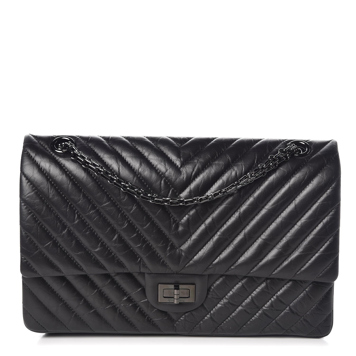 Chanel Aged Calfskin Chevron Quilted 2.55 Reissue 226 So Black 1 of 10