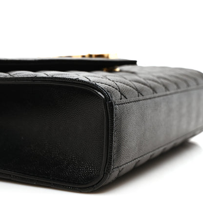 Saint Laurent Grain De Poudre Textured Mixed Matelasse Triquilt Medium Monogram Satchel Black 9 of 10