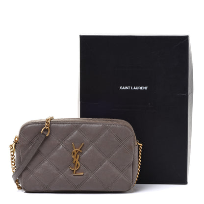Saint Laurent Grained Lambskin Quilted Mini Becky Double Zip Bag Taupe 16 of 16