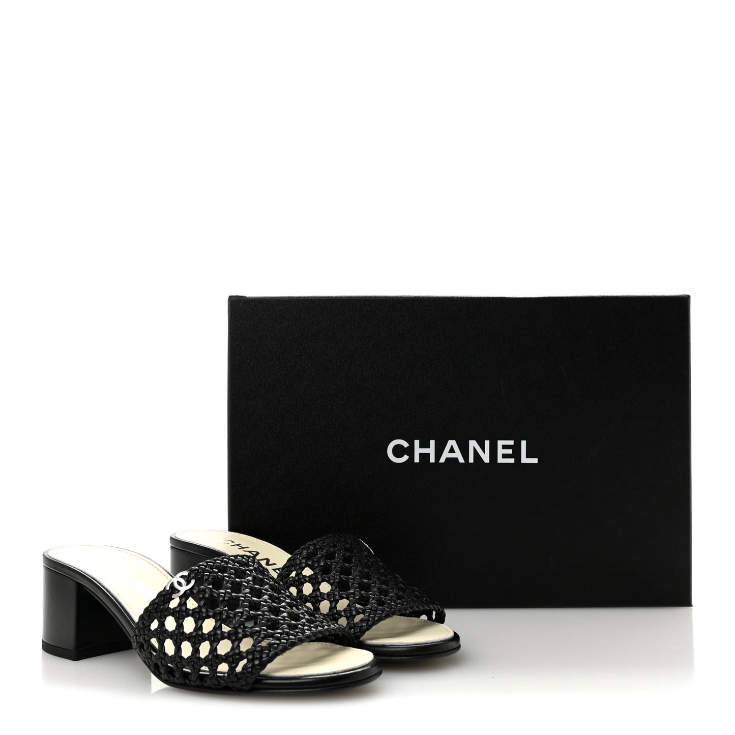 Goatskin Braided Mules 35 Black