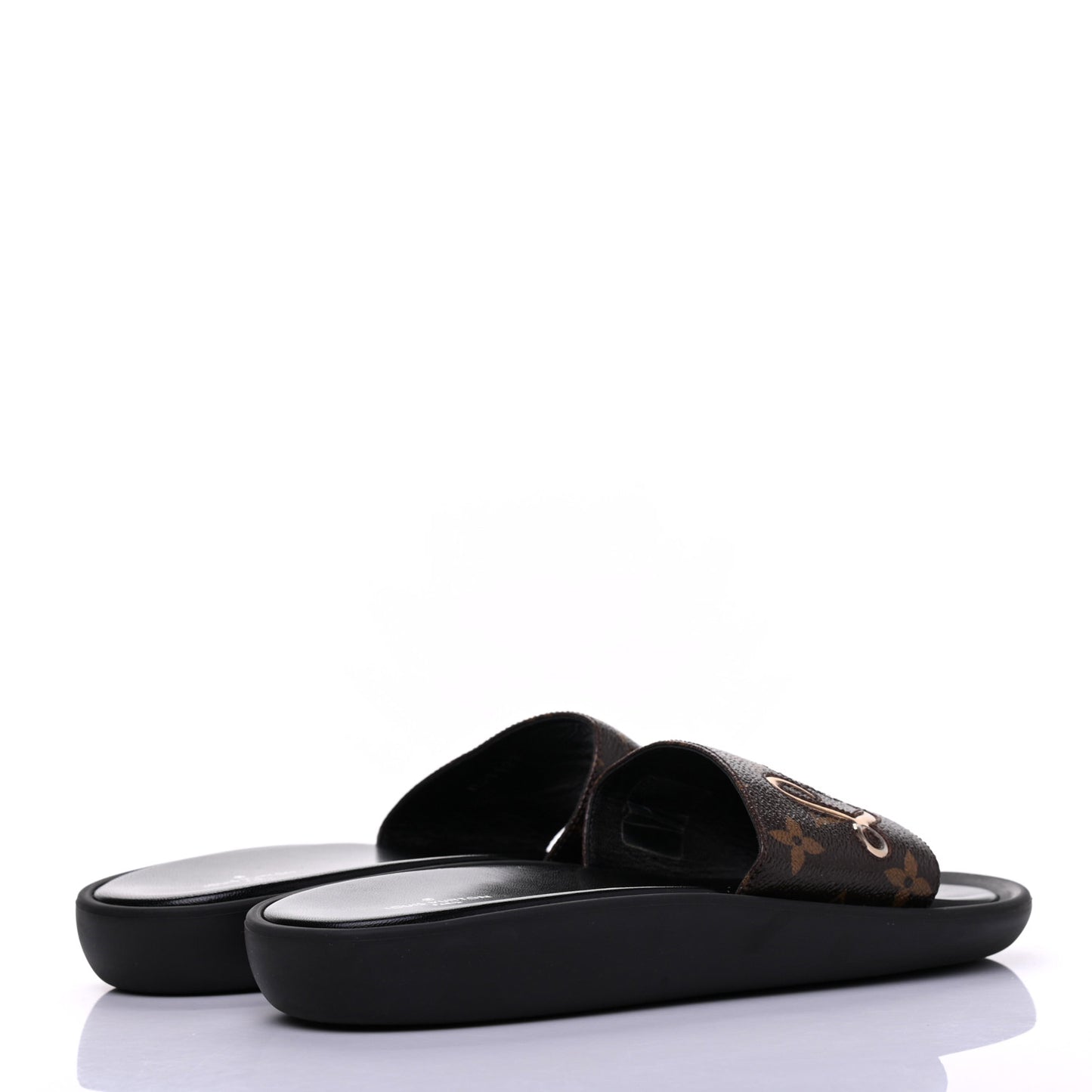 Metallic Calfskin Monogram Logo Sunbath Slide Sandals 37