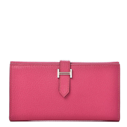 Hermes Chevre Mysore Tri-Fold Bearn Wallet Rose Shocking 1 of 8