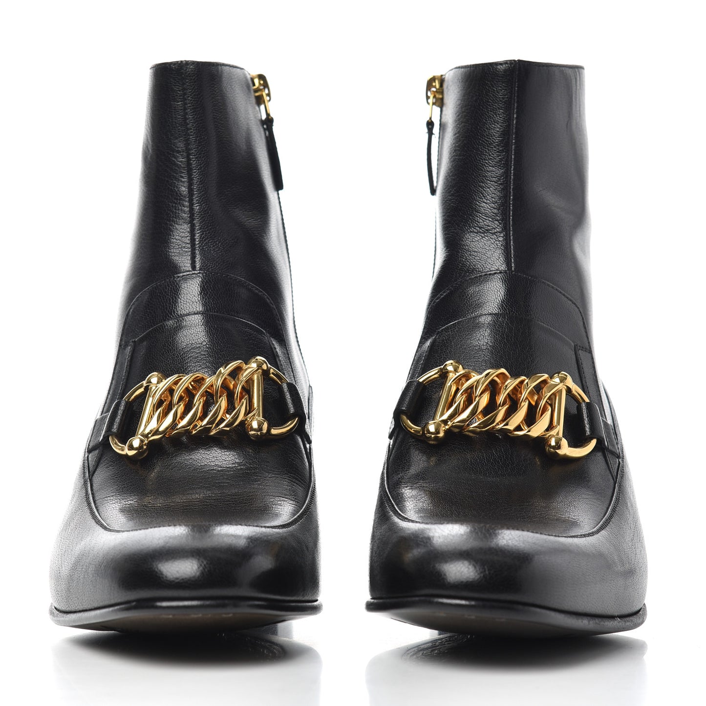Goatskin Mens Kitten Chain Horsebit Ankle Boots 9 Black