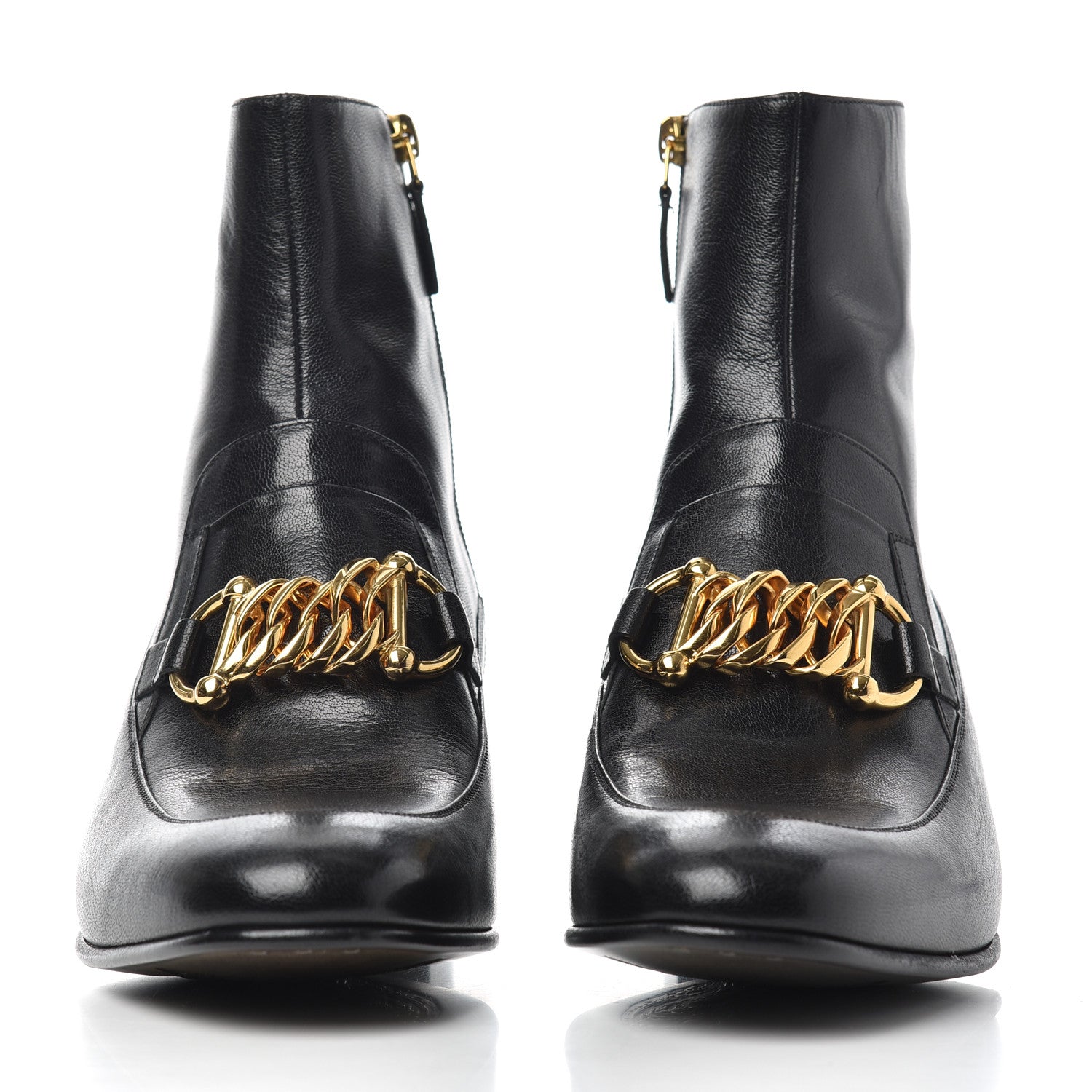 Gucci Goatskin Mens Kitten Chain Horsebit Ankle Boots 9 Black 2 of 10