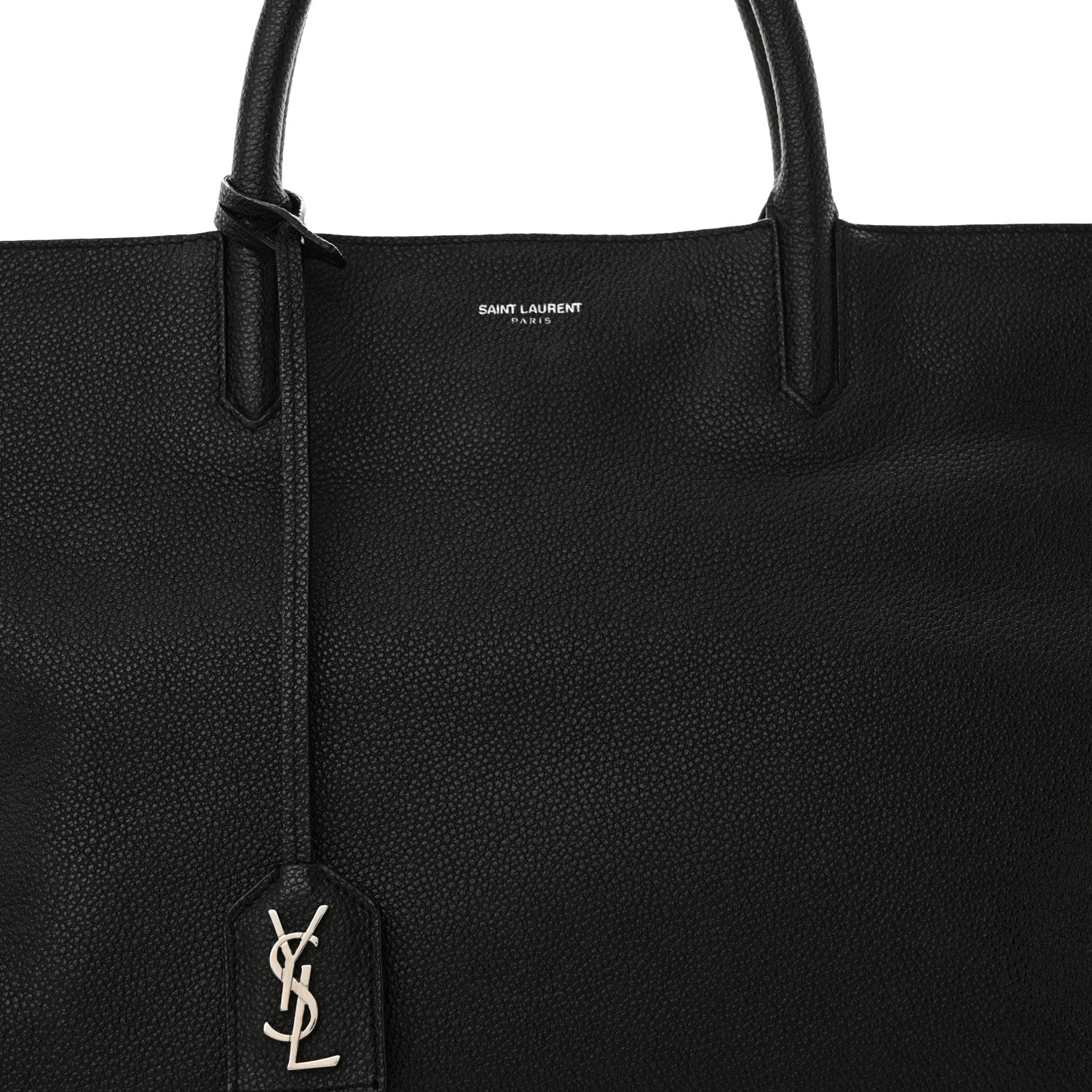 Saint Laurent Grained Calfskin Medium Cabas Rive Gauche Black 8 of 20