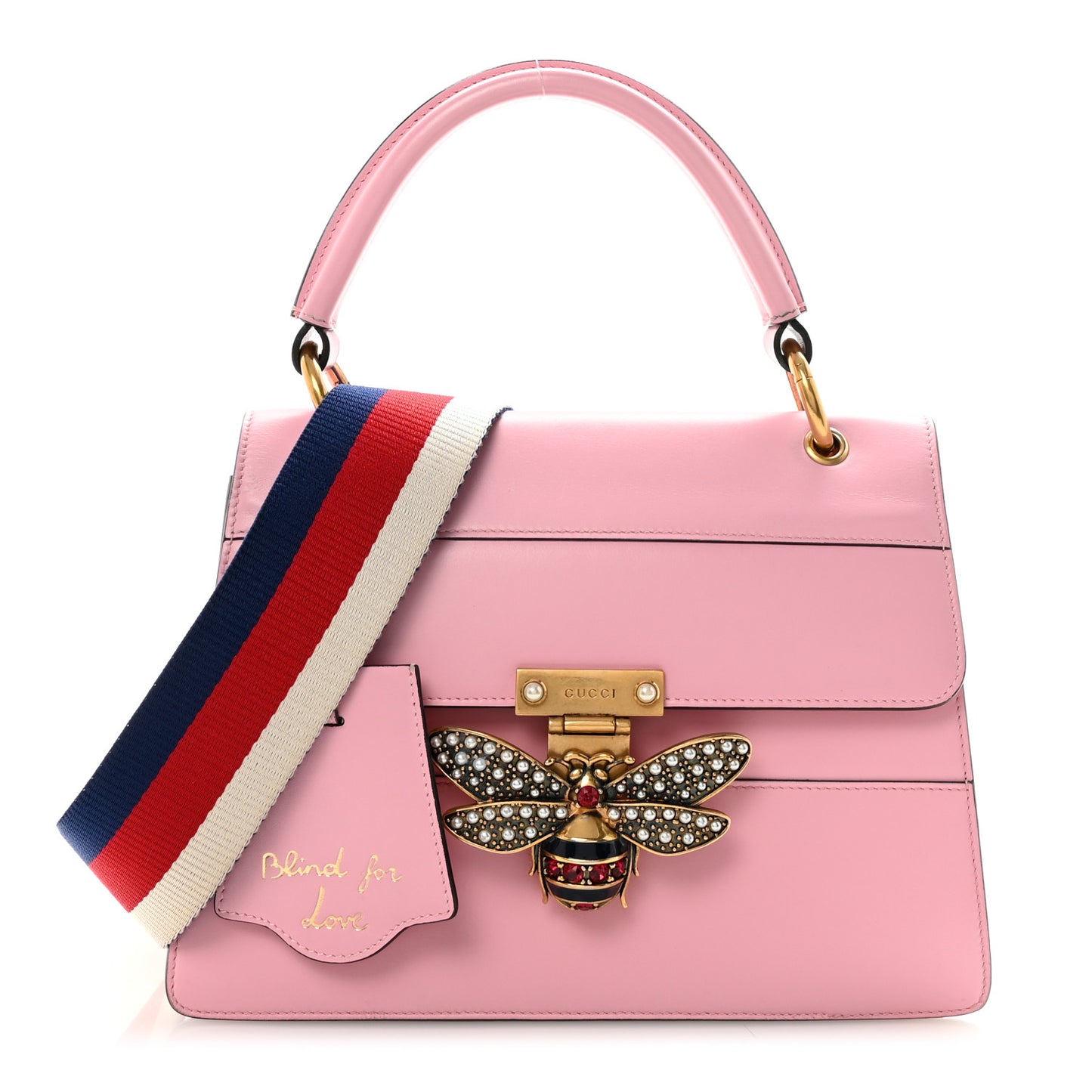Calfskin Sylvie Web Small Queen Margaret Top Handle Bag Sugar Pink