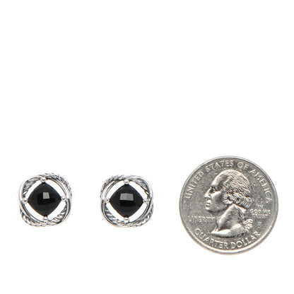 David Yurman Sterling Silver Black Onyx 7mm Infinity Earrings 2 of 4