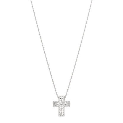 Damiani 18K White Gold Diamond Small Belle Epoque Cross Pendant Necklace 1 of 5