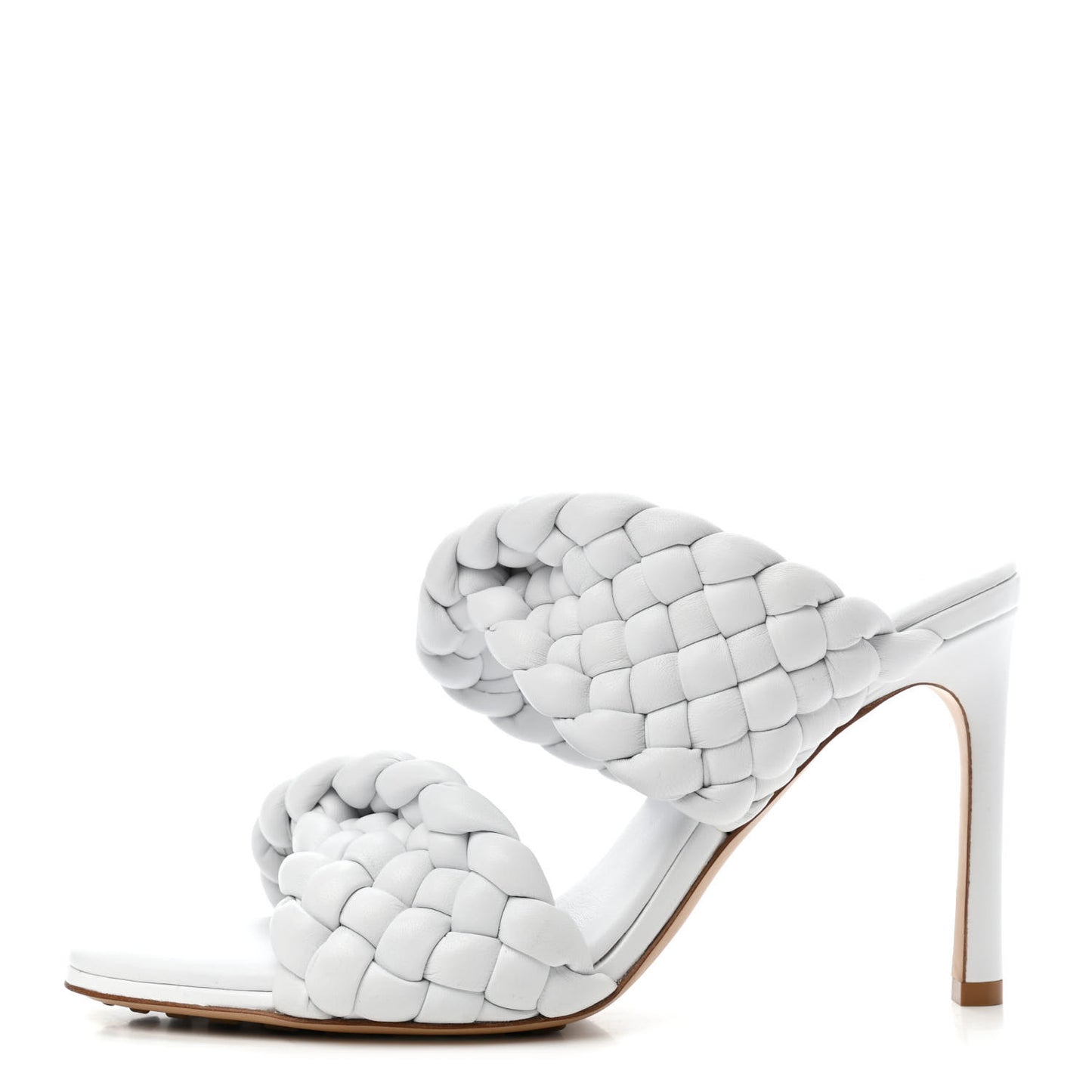 Nappa Twisted Padded Intrecciato Curve Slide Sandals 38 Optic White