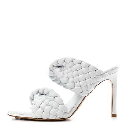 Bottega Veneta Nappa Twisted Padded Intrecciato Curve Slide Sandals 38 Optic White 1 of 4