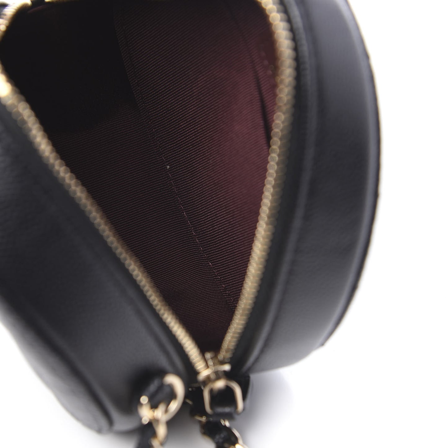 Caviar Quilted Round Clutch With Chain Black
