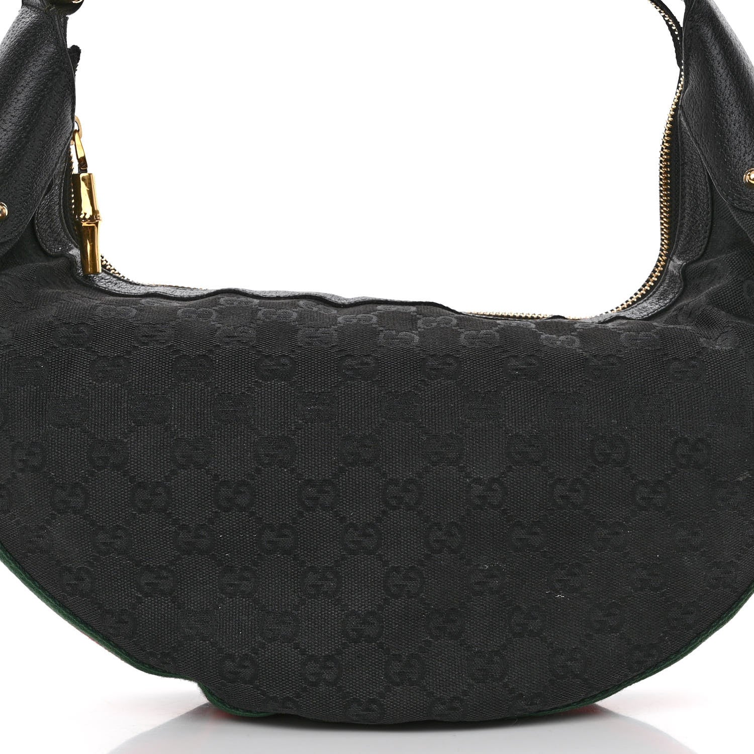 Gucci Monogram Web Bamboo Ring Hobo Black 8 of 14