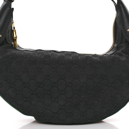 Gucci Monogram Web Bamboo Ring Hobo Black 8 of 14