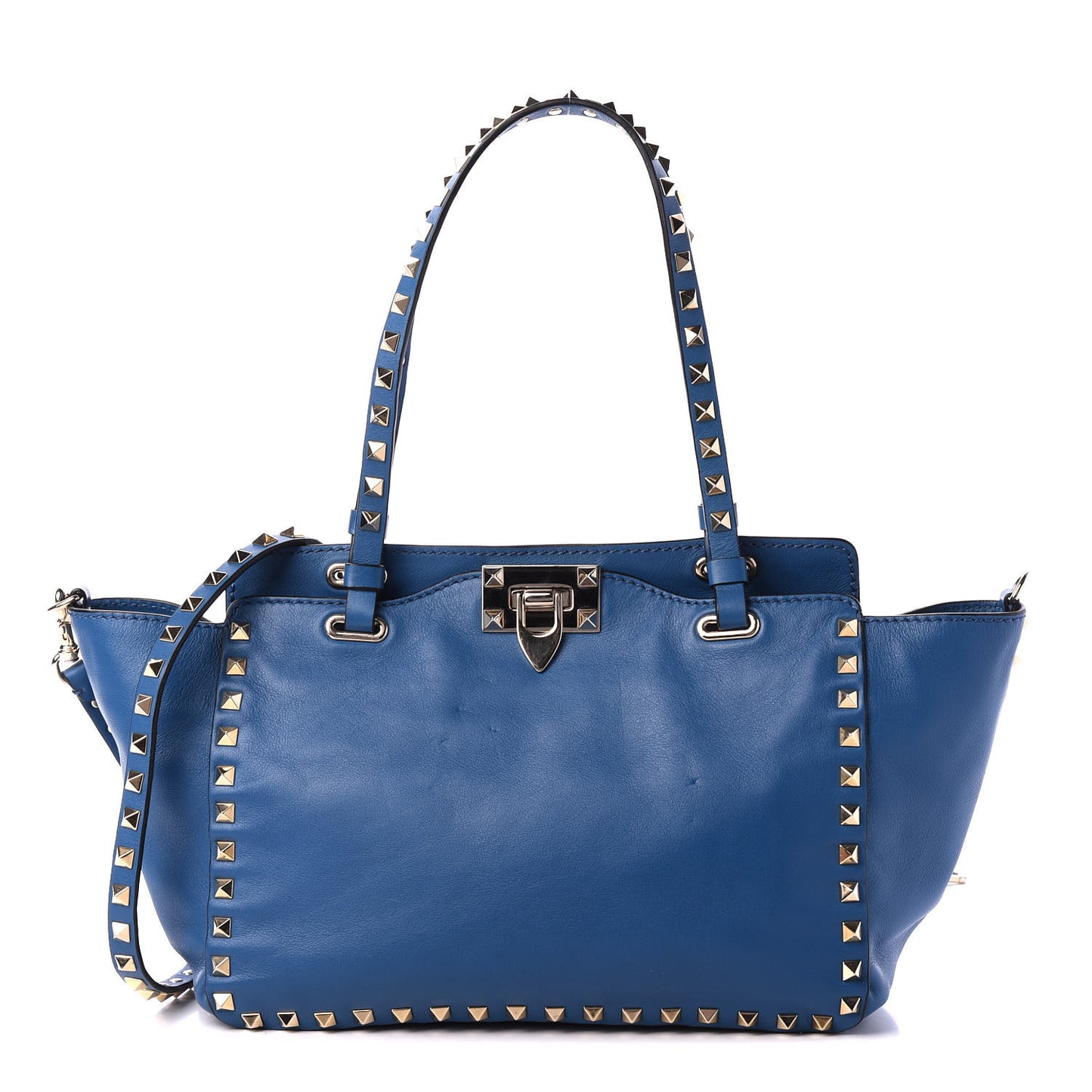 Vitello Small Rockstud Tote Blue Delft