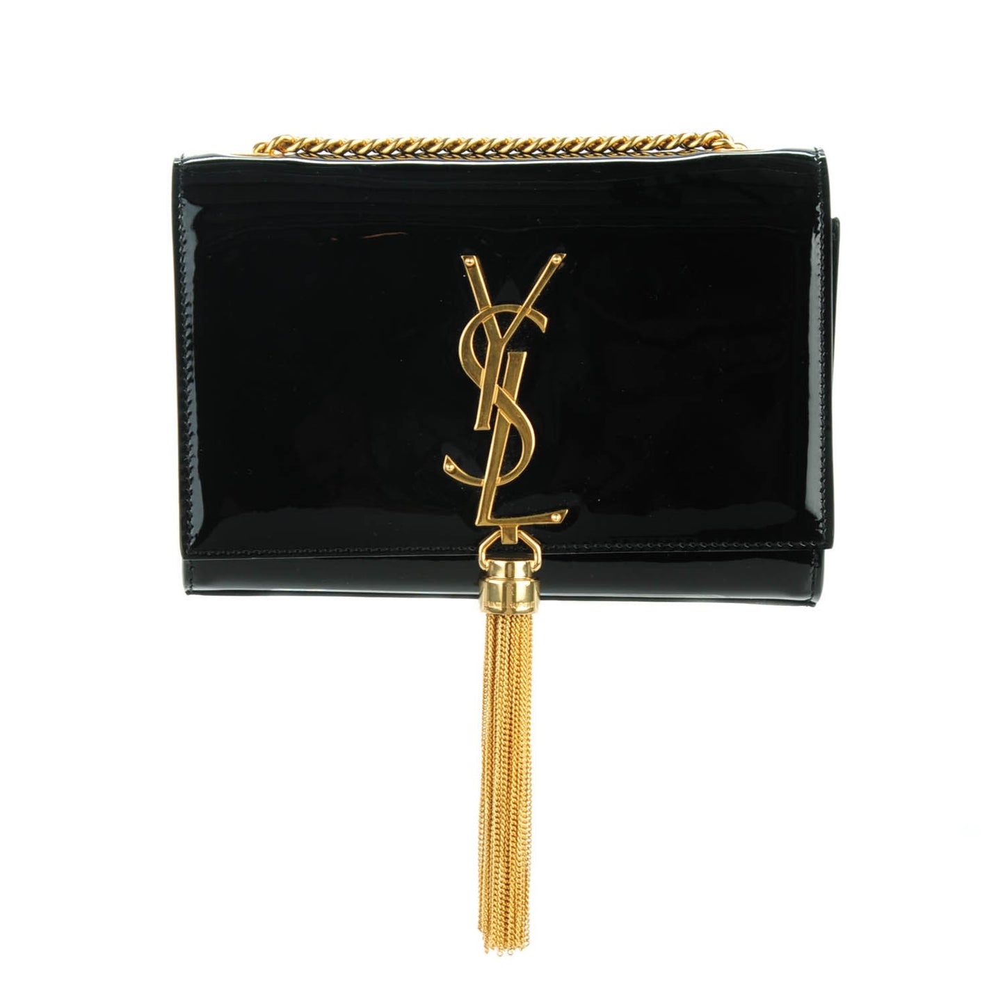 Patent Small Classic Monogram Tassel Satchel Black