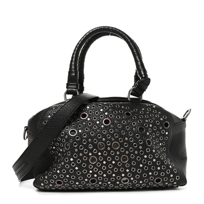 Christian Louboutin Calfskin Eyelet Small Panettone Bowling Bag Black 1 of 8