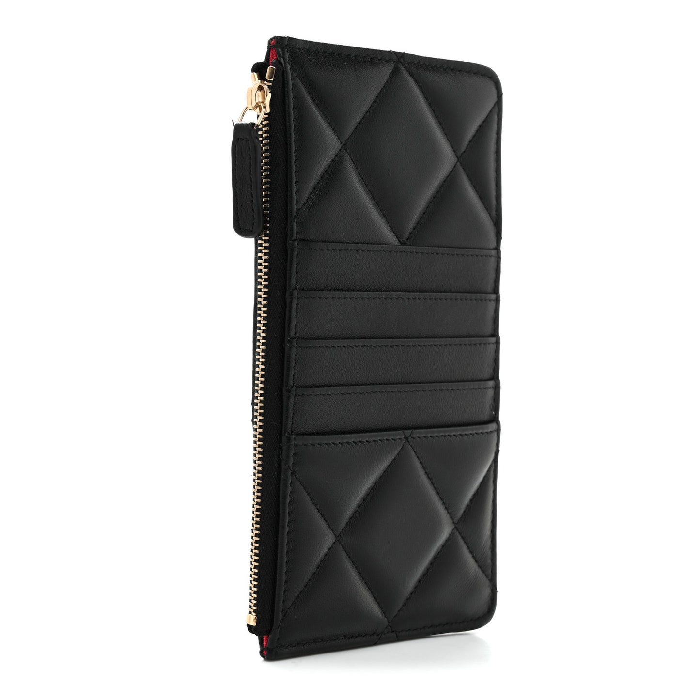 Lambskin Quilted Chanel 19 Phone and Card Holder Black