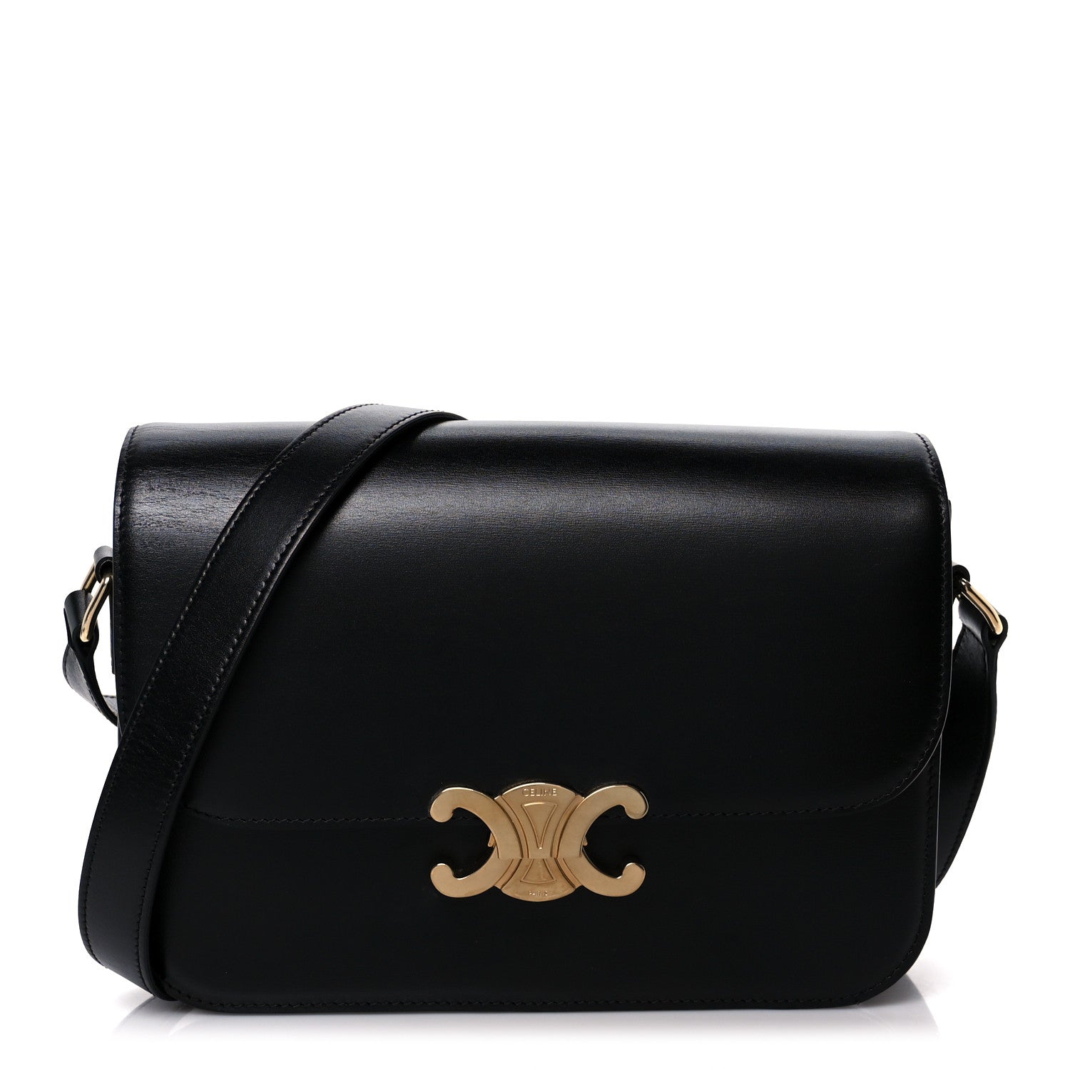 Celine Shiny Calfskin Medium Triomphe Black 1 of 11
