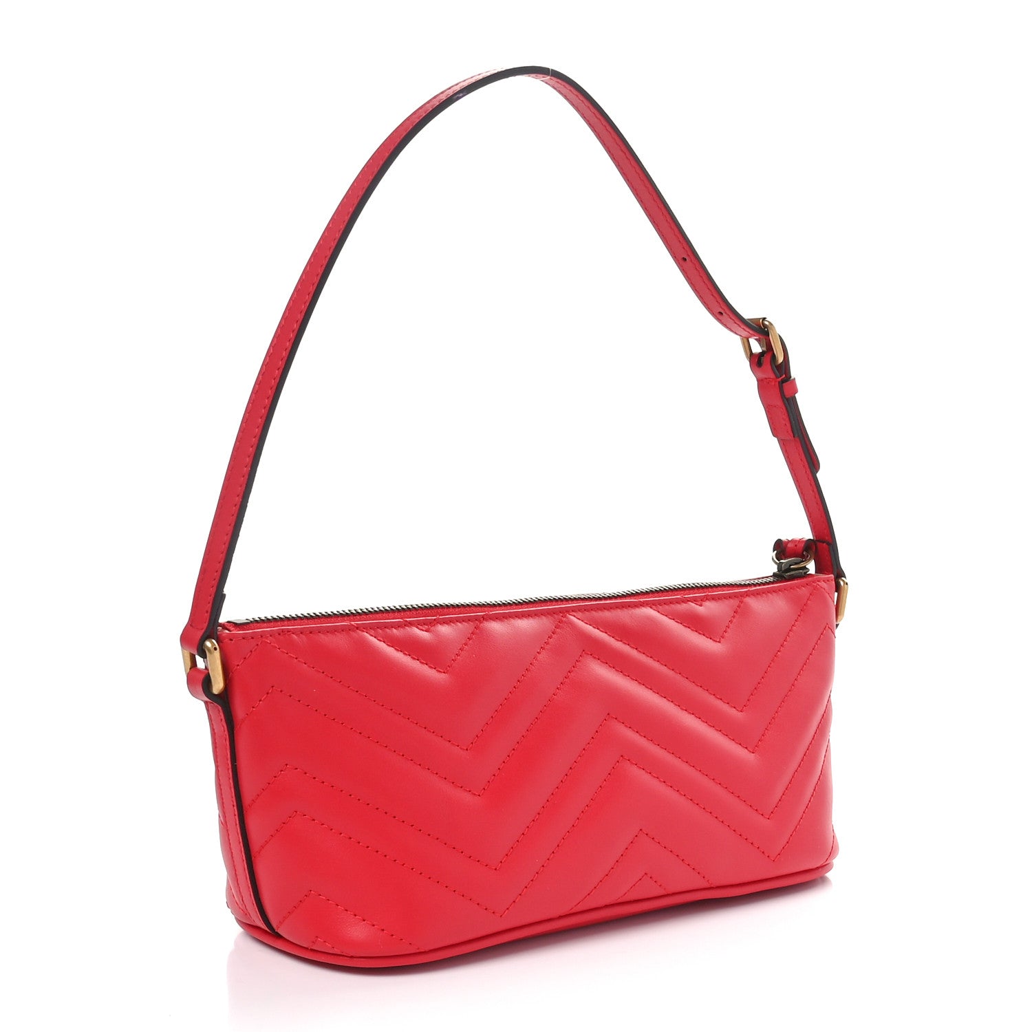 Gucci Calfskin Matelasse Chevron GG Marmont Sling Shoulder Bag Rosso 2 of 10