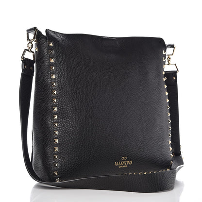 Valentino Garavani Pebbled Calfskin Large Rockstud Flip-Lock Messenger Bag Black 3 of 6