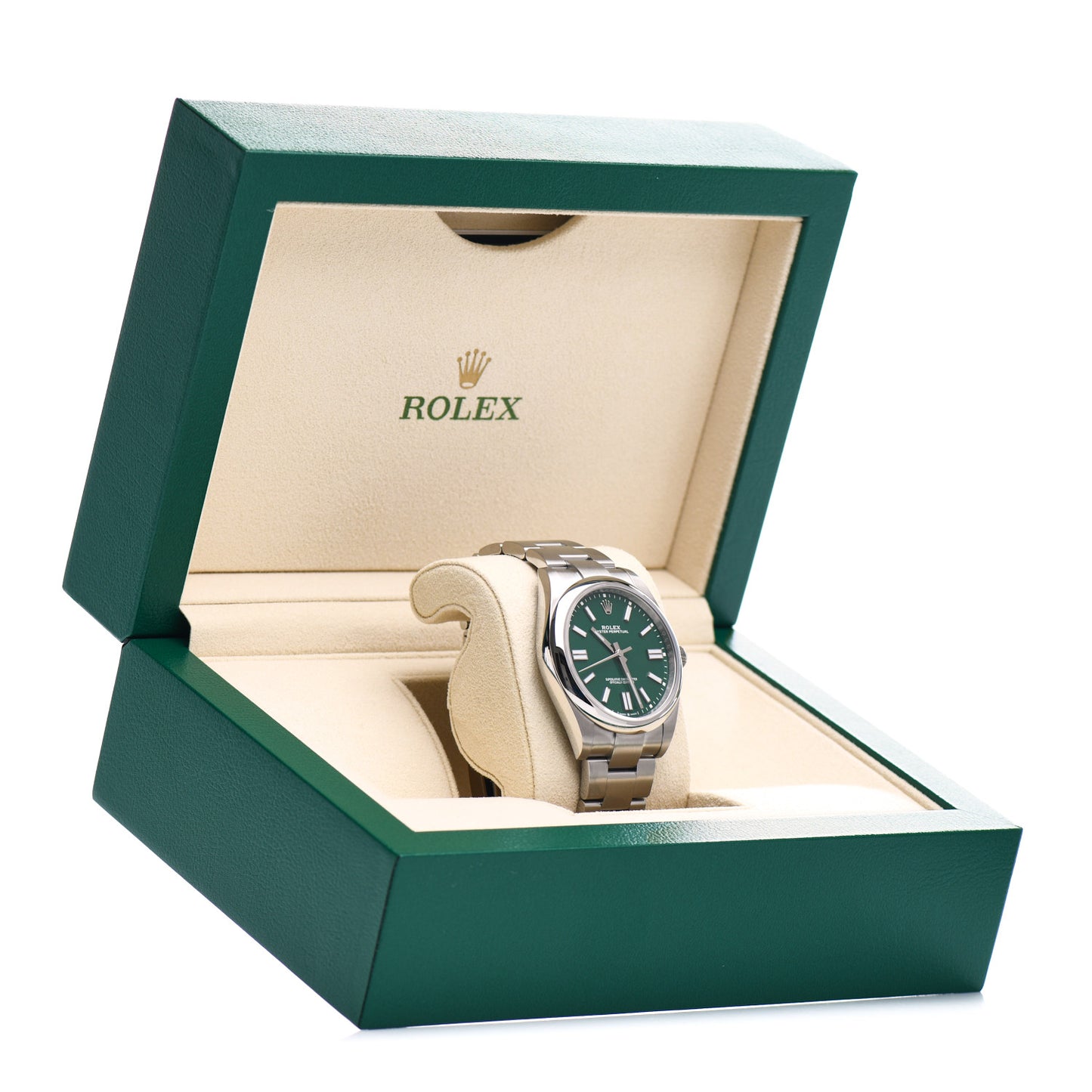 Stainless Steel 41mm Oyster Perpetual Watch Green 124300