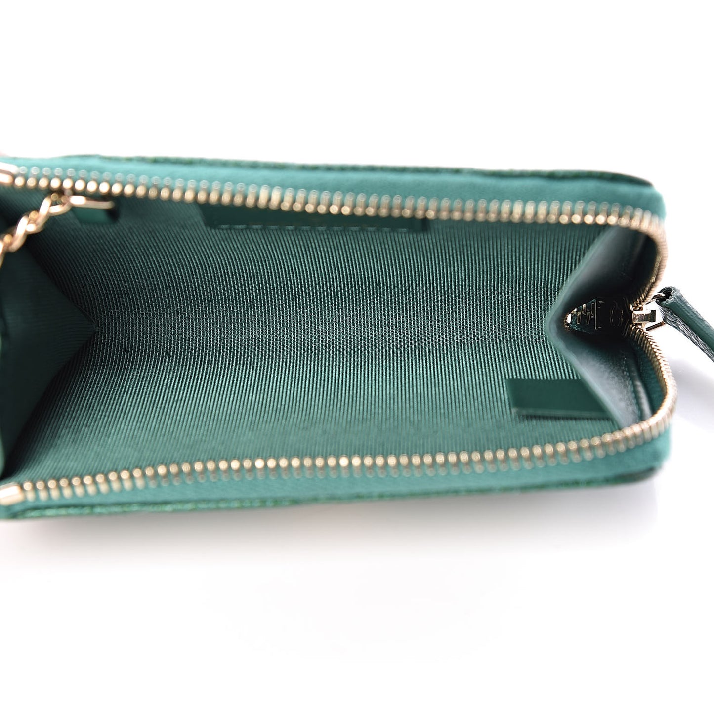 Metallic Caviar Quilted Key Holder Case Green