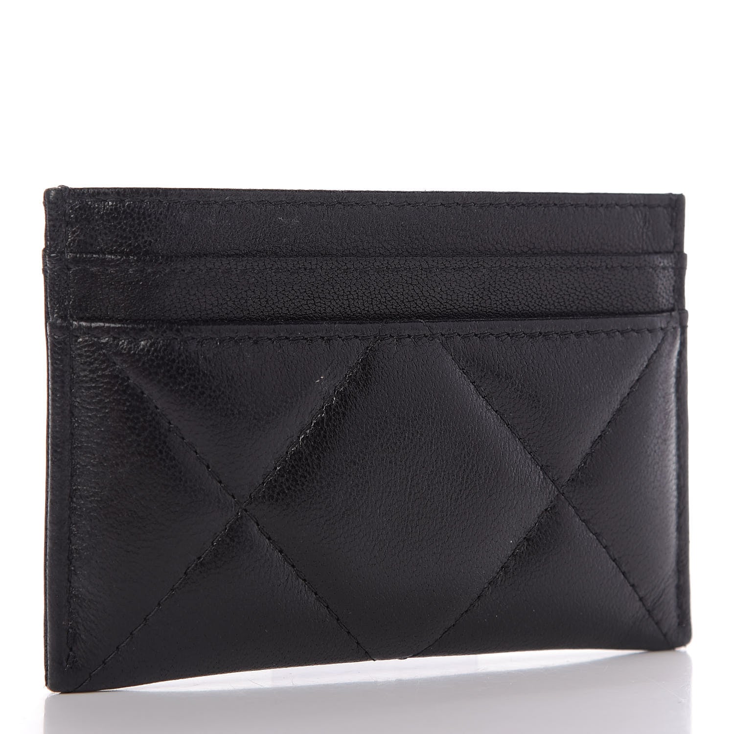 Chanel Shiny Goatskin Quilted Chanel 19 Card Holder Black 3 of 7