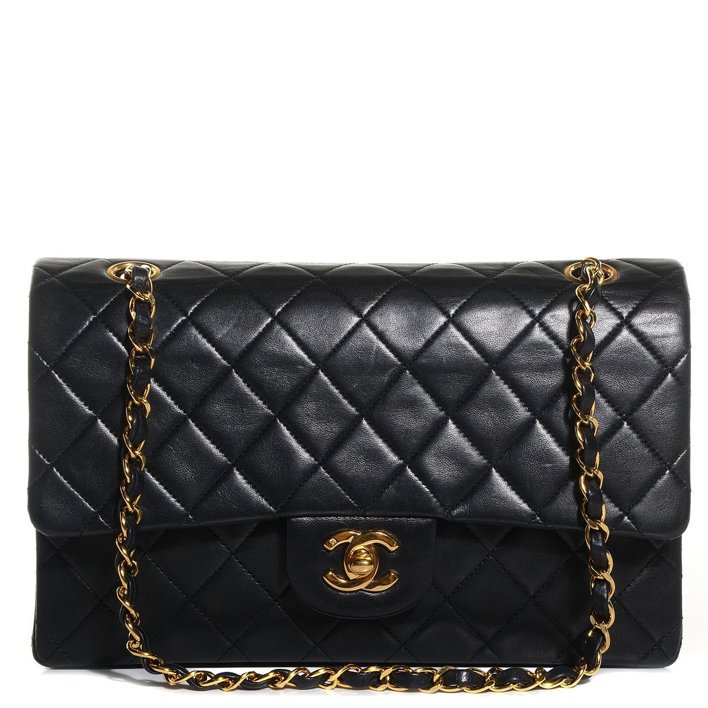 Lambskin Medium Double Flap Black