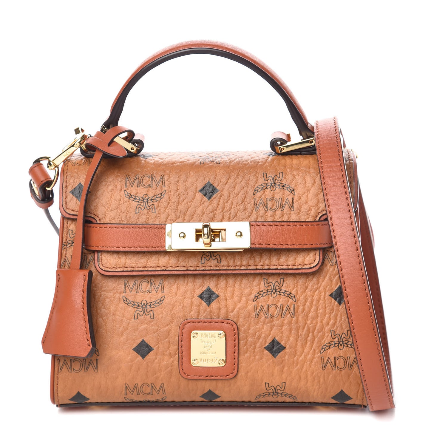 Visetos X-Mini Heritage Top Handle Satchel Cognac