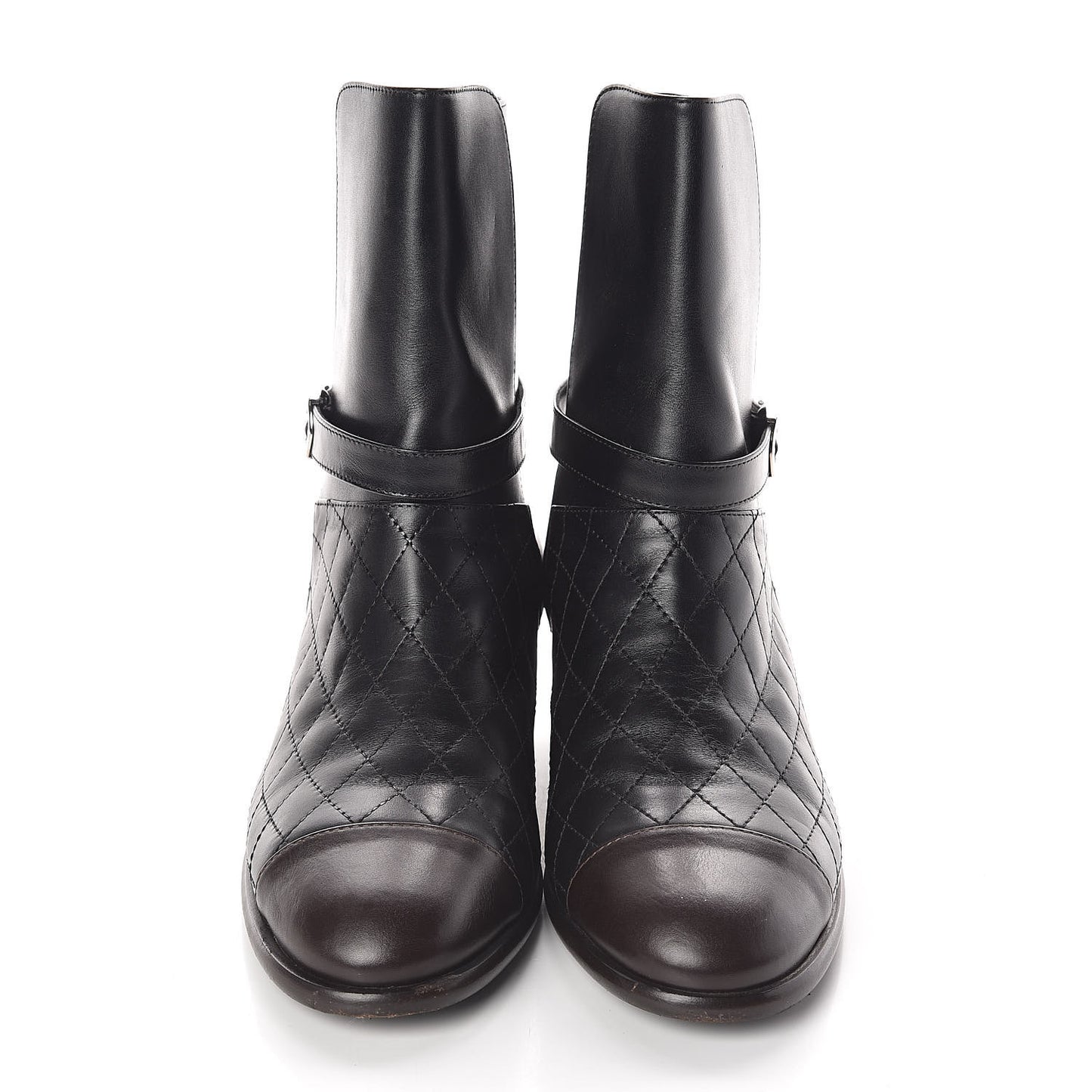 Calfskin Quilted Cap Toe CC Boots 40 Black