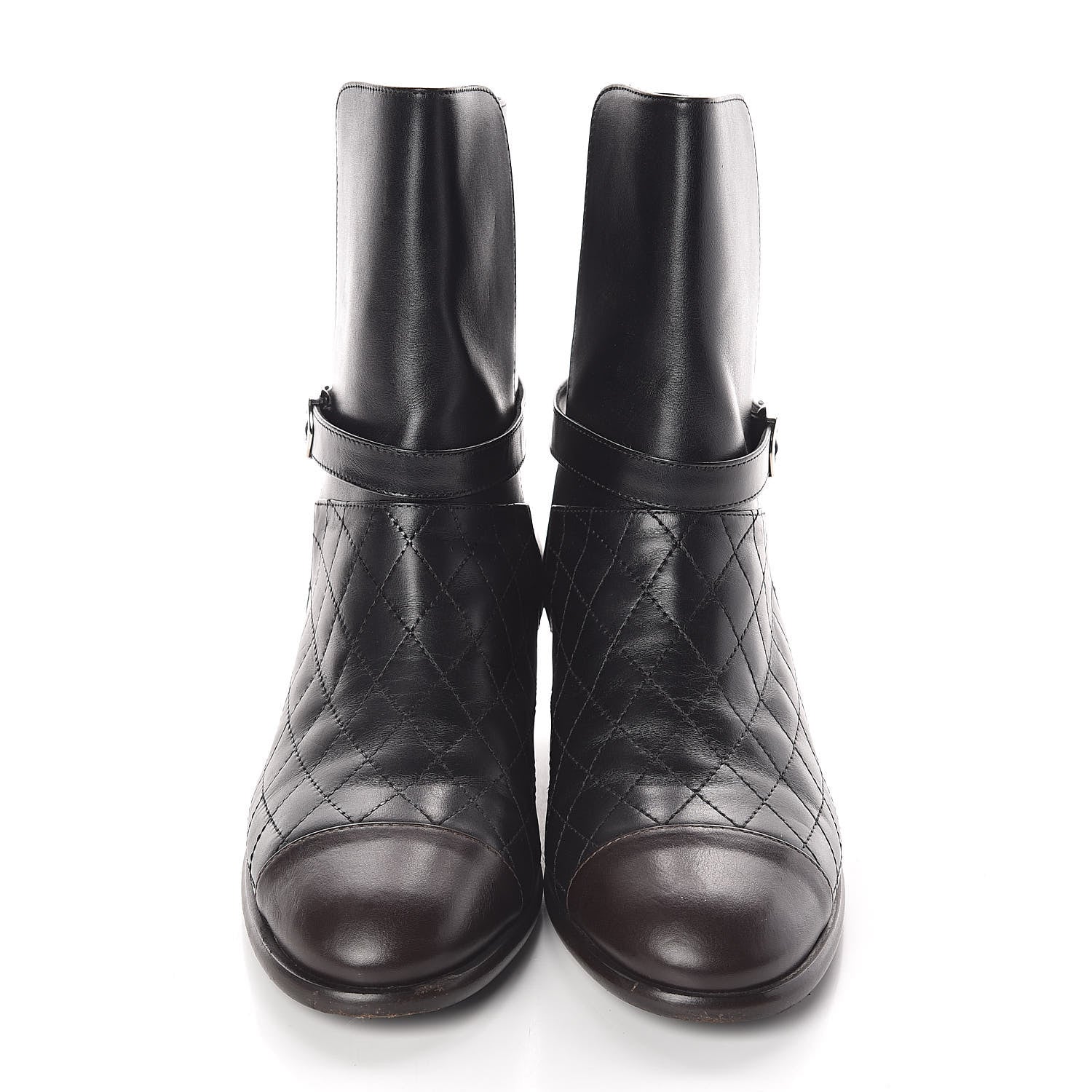 Chanel Calfskin Quilted Cap Toe CC Boots 40 Black 2 of 8