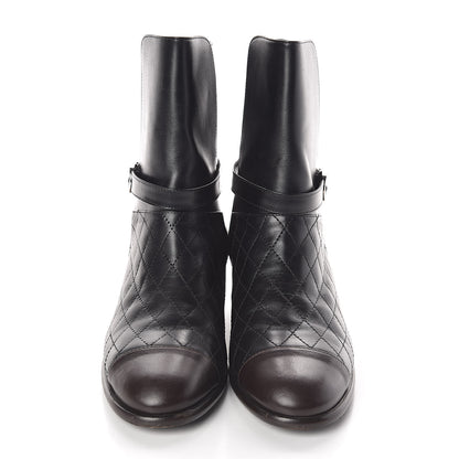 Chanel Calfskin Quilted Cap Toe CC Boots 40 Black 2 of 8
