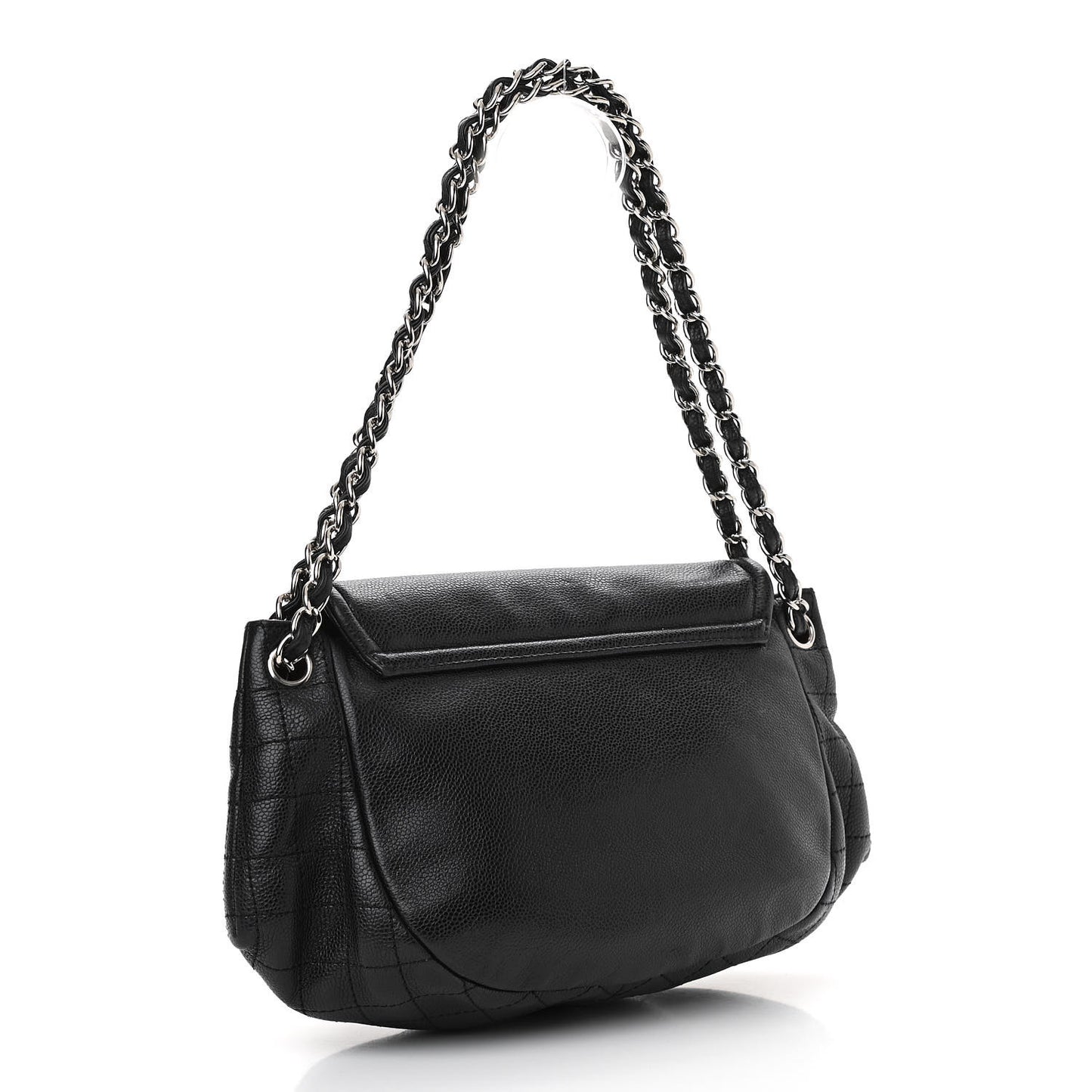 Caviar Half Moon Large Flap Black