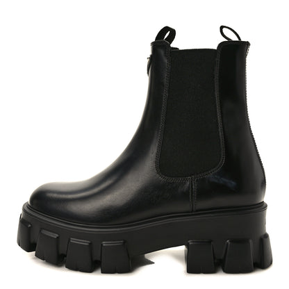 Prada Spazzolato Rois Triangle Monolith Chelsea 55mm Boots 39 Black 1 of 8