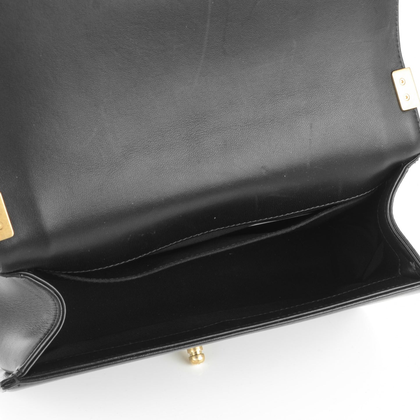 Lambskin Quilted Medium Boy Flap Black