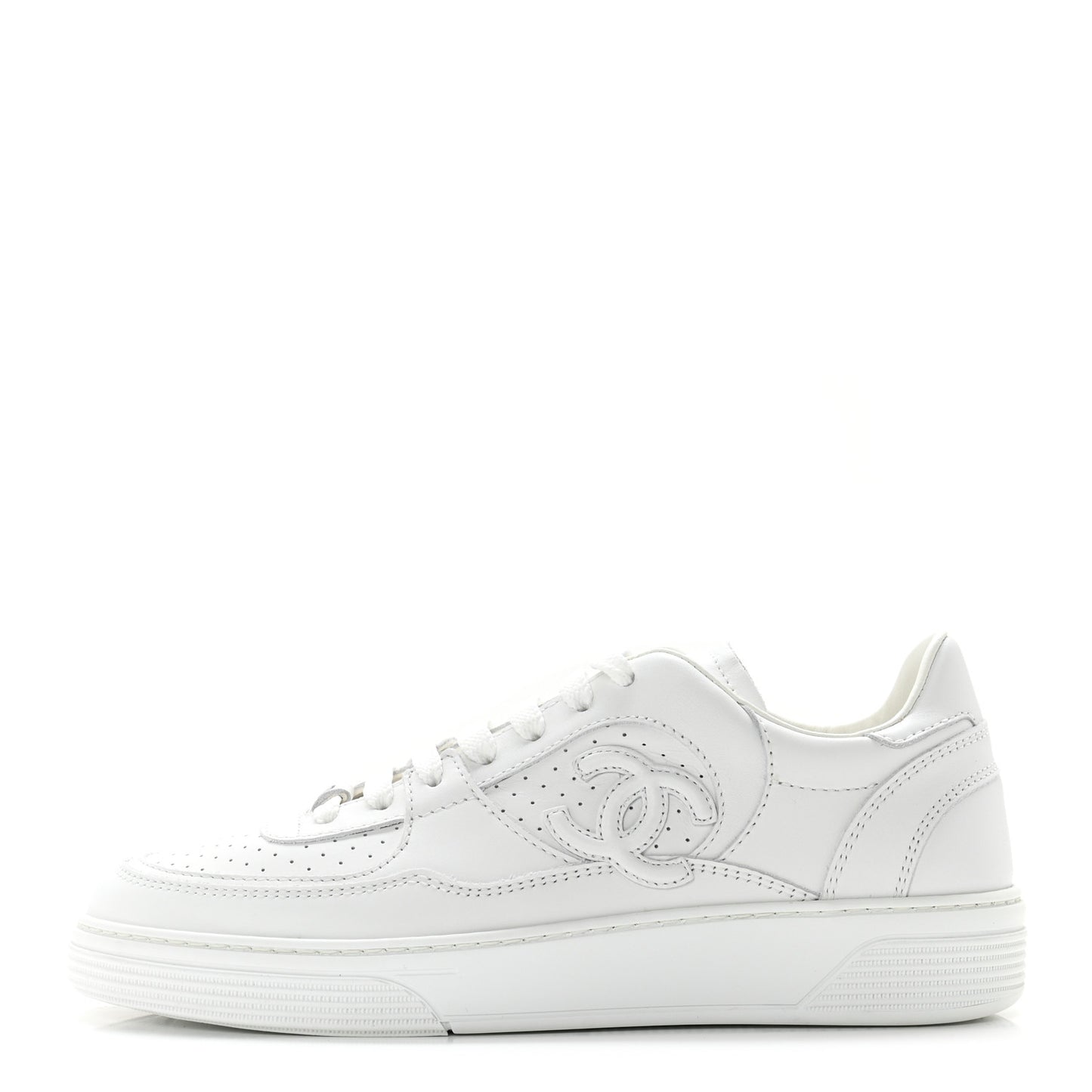 Calfskin CC Womens Sneakers 36 White