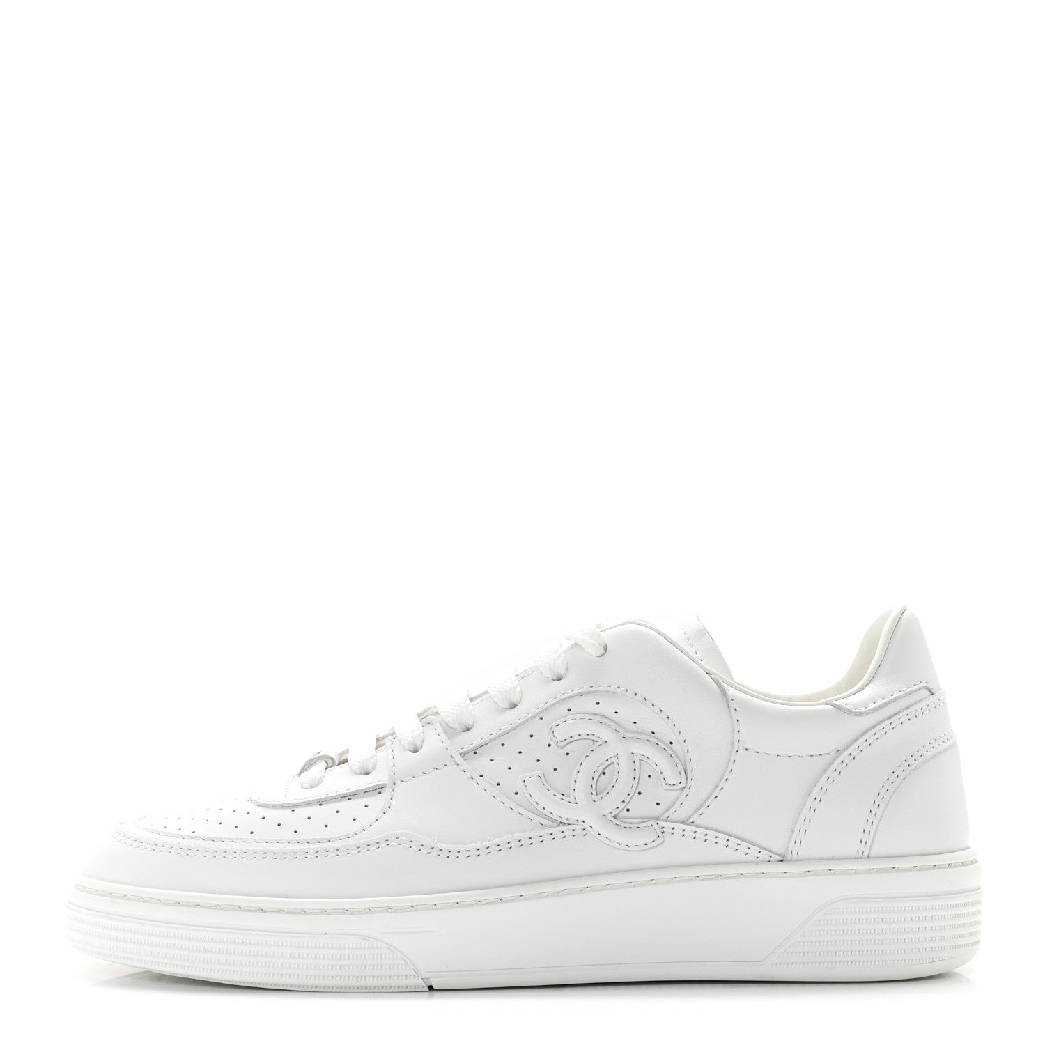 Chanel Calfskin CC Womens Sneakers 36 White 1 of 8