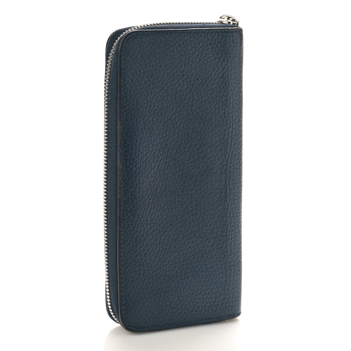 Taurillon Vertical Zippy Wallet Navy