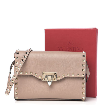 Valentino Garavani Pebbled Calfskin Medium Rockstud Flip Lock Crossbody Bag Poudre 9 of 9