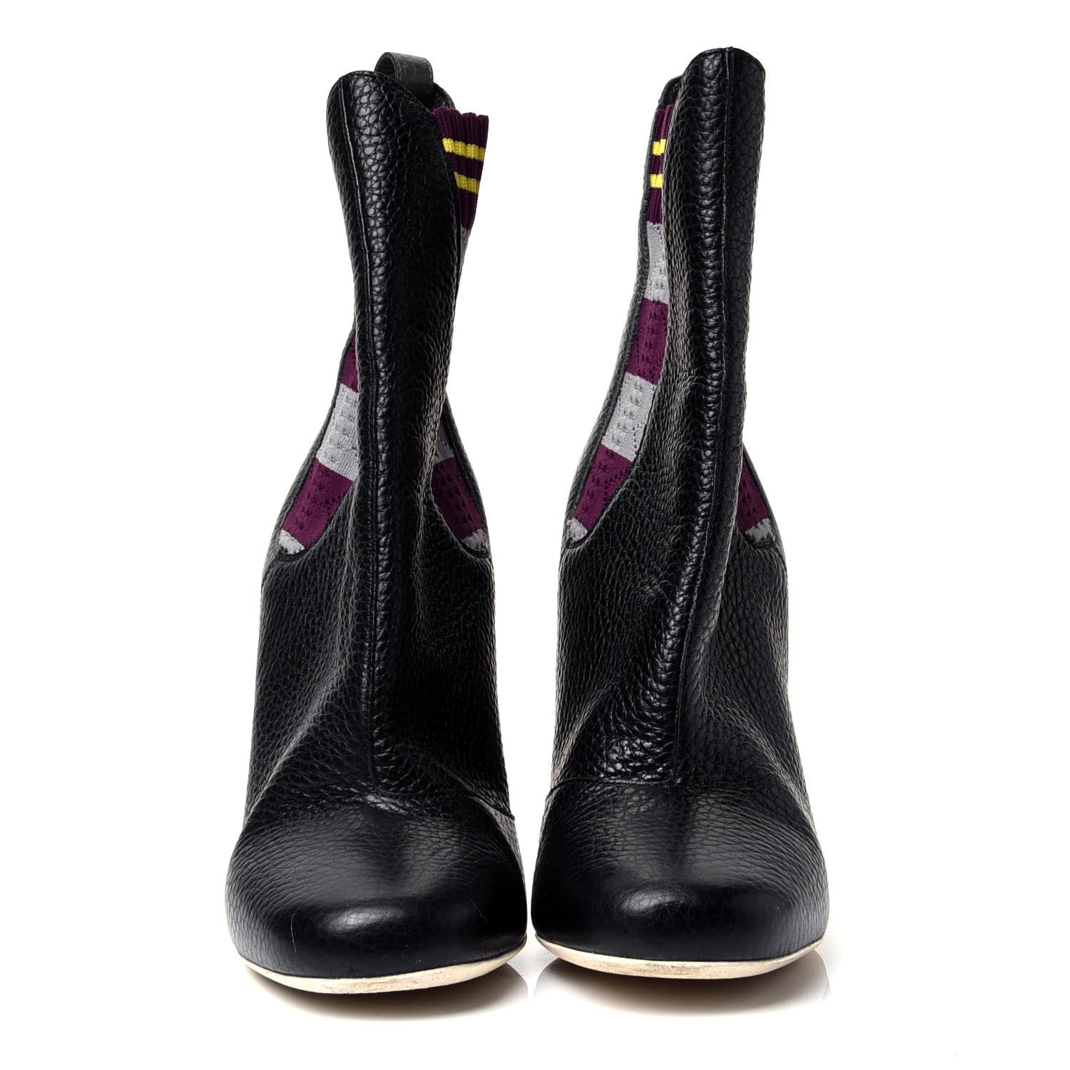 Fendi Calfskin Stretch Fabric Marie Antoinette Sock Booties 38.5 Black 2 of 9